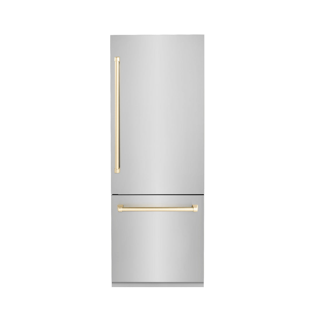 ZLINE 30 inch Built-in Stainless Steel Refrigerator with Gold Accents