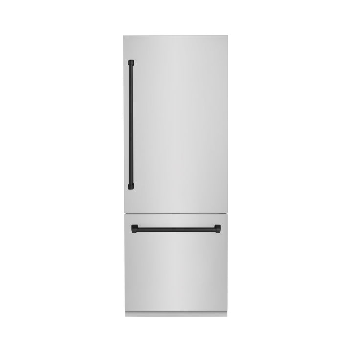 ZLINE 30” Autograph Edition 16.1 cu. ft. Built-in 2-Door Bottom Freezer Refrigerator with Internal Water and Ice Dispenser in Stainless Steel with Accents (RBIVZ-304-30)