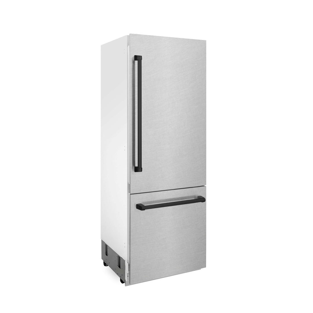 ZLINE 30 in. Autograph Edition 16.1 cu. ft. Built-in 2-Door Bottom Freezer Refrigerator with Internal Water and Ice Dispenser in Fingerprint Resistant Stainless Steel with Accents (RBIVZ-SN-30)