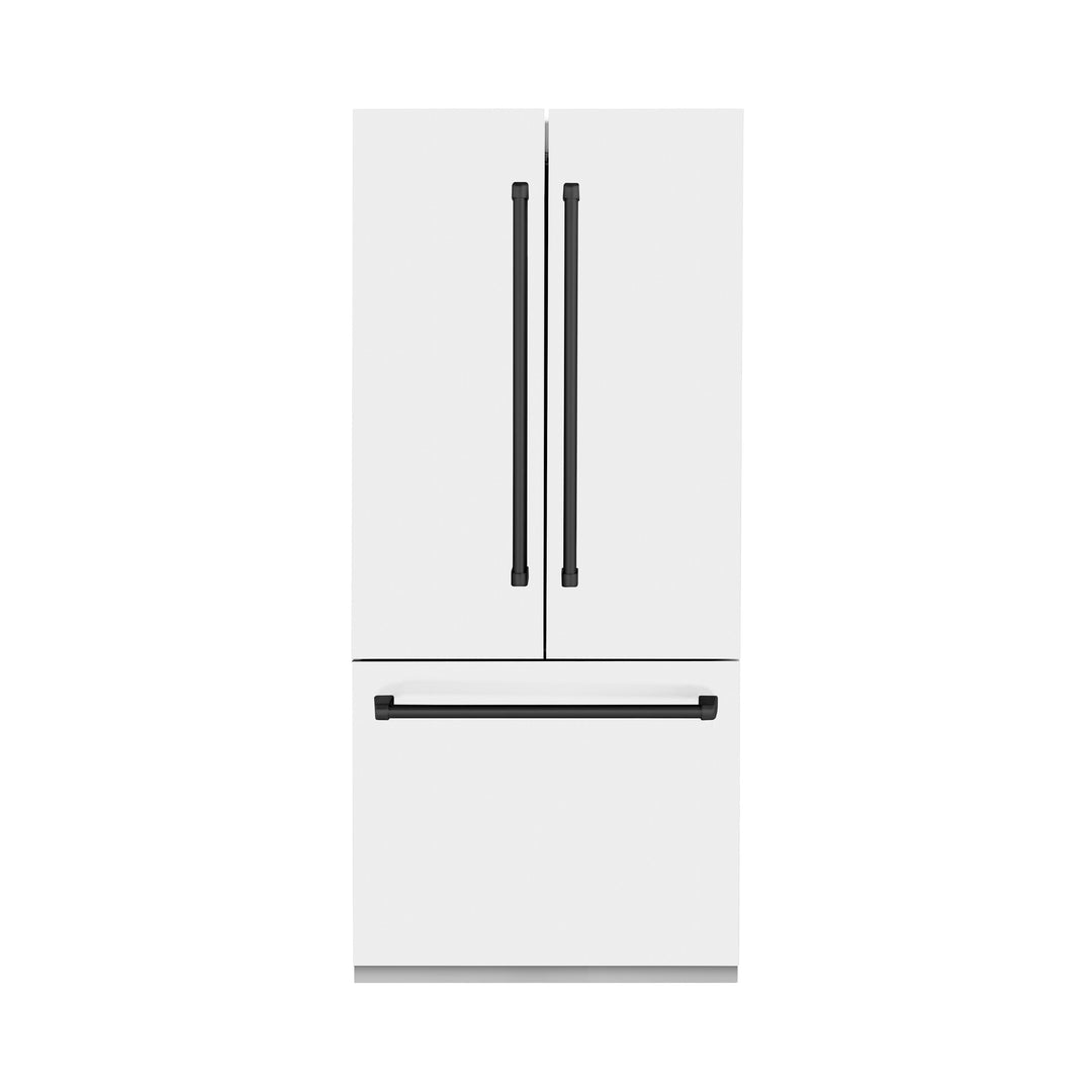 ZLINE 36 in. Autograph Edition 19.6 cu. ft. Built-in 2-Door Bottom Freezer Refrigerator with Internal Water and Ice Dispenser in White Matte with Accents (RBIVZ-WM-36)