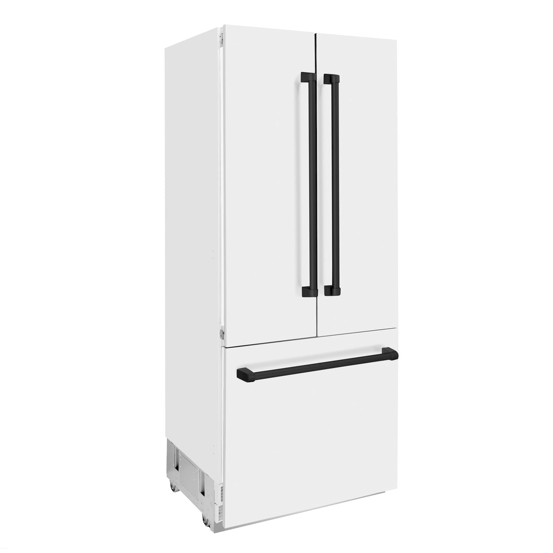 ZLINE 36 in. Autograph Edition 19.6 cu. ft. Built-in 2-Door Bottom Freezer Refrigerator with Internal Water and Ice Dispenser in White Matte with Accents (RBIVZ-WM-36)