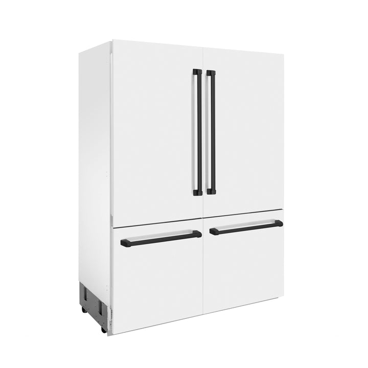 ZLINE 60 in. Autograph Edition 32.2 cu. ft. Built-in 4-Door French Door Refrigerator with Internal Water and Ice Dispenser in White Matte with Accents (RBIVZ-WM-60)