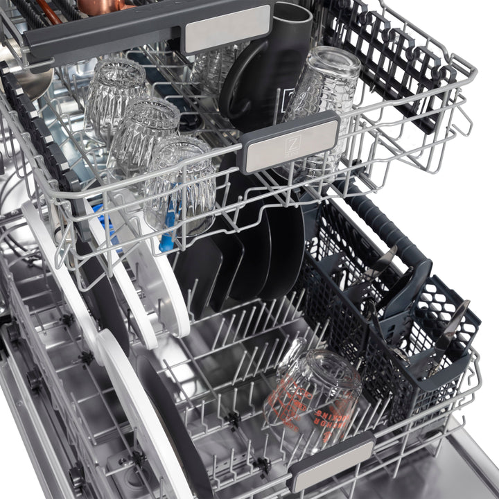 ZLINE 24 in. Panel-Included Monument Series 3rd Rack Top Touch Control Dishwasher with Color Options and Stainless Steel Tub, 45dBa (DWMT-24)