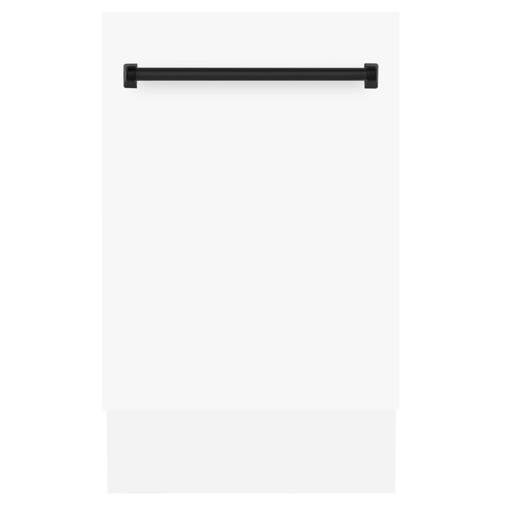 ZLINE Autograph Edition 18” Compact 3rd Rack Top Control Dishwasher in White Matte with Accent Handle, 51dBa (DWVZ-WM-18)