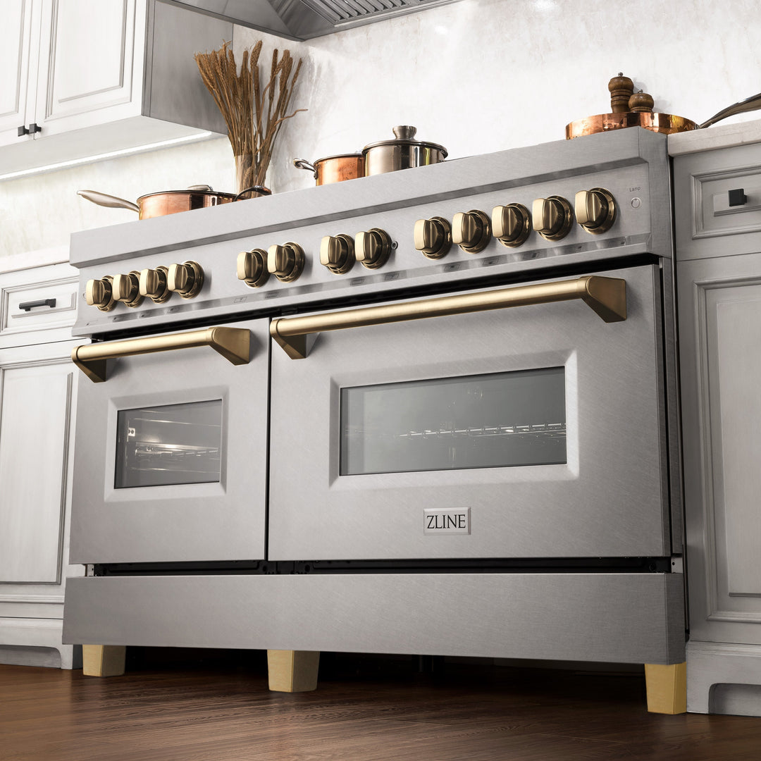 ZLINE Autograph Edition 60 in. 7.4 cu. ft. Dual Fuel Range with Gas Stove and Electric Oven in Fingerprint Resistant Stainless Steel with Accents (RASZ-SN-60)