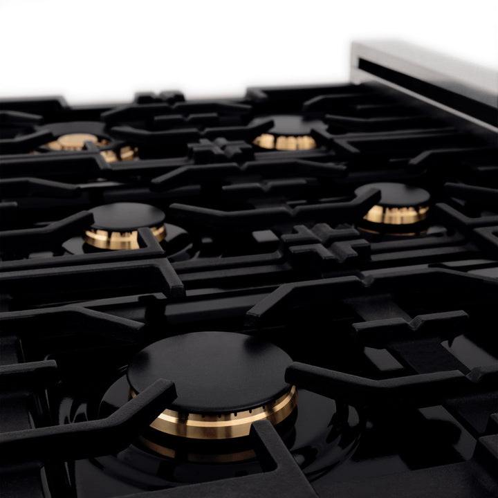 ZLINE Autograph Edition 36 in. Porcelain Rangetop with 6 Gas Burners in DuraSnow Stainless Steel with Accents (RTSZ-36)