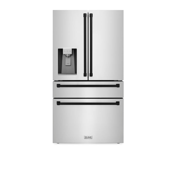 ZLINE 36 in. Autograph Edition 21.6 cu. ft Freestanding French Door Refrigerator with External Water and Ice Dispenser in Fingerprint Resistant Stainless Steel with Accents (RFMZ-W-36)