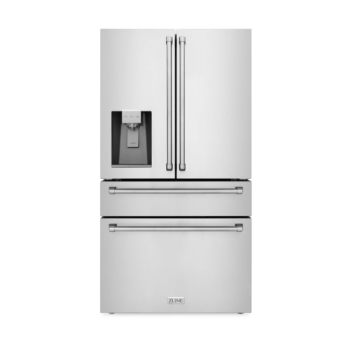 ZLINE 36 in. 21.6 cu. ft Freestanding French Door Fingerprint Resistant Refrigerator with Water and Ice Dispenser and Filter (RFM-W-WF-36)