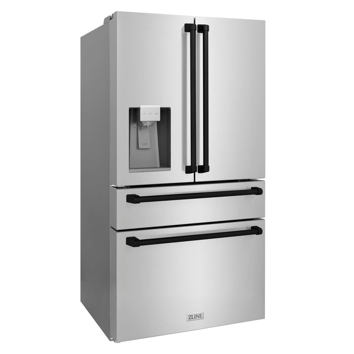 ZLINE 36 in. Autograph Edition 21.6 cu. ft Freestanding French Door Refrigerator with External Water and Ice Dispenser in Fingerprint Resistant Stainless Steel with Accents (RFMZ-W-36)