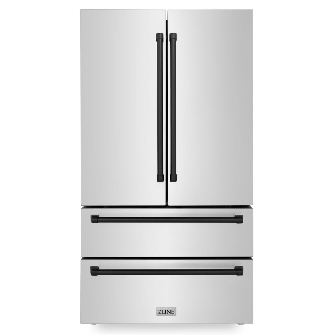 ZLINE 36 in. Autograph Edition 22.5 cu. ft Freestanding French Door Refrigerator with Ice Maker in Fingerprint Resistant Stainless Steel with Accents (RFMZ-36)