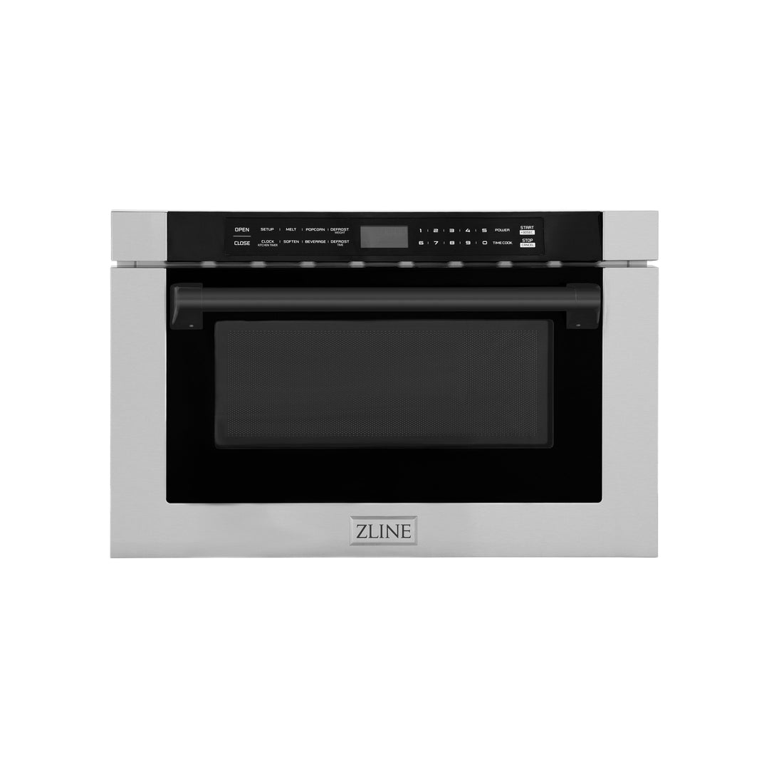 ZLINE Autograph Edition 24 in. 1.2 cu. ft. Built-in Microwave Drawer with a Traditional Handle in Stainless Steel and Accents (MWDZ-1-H)