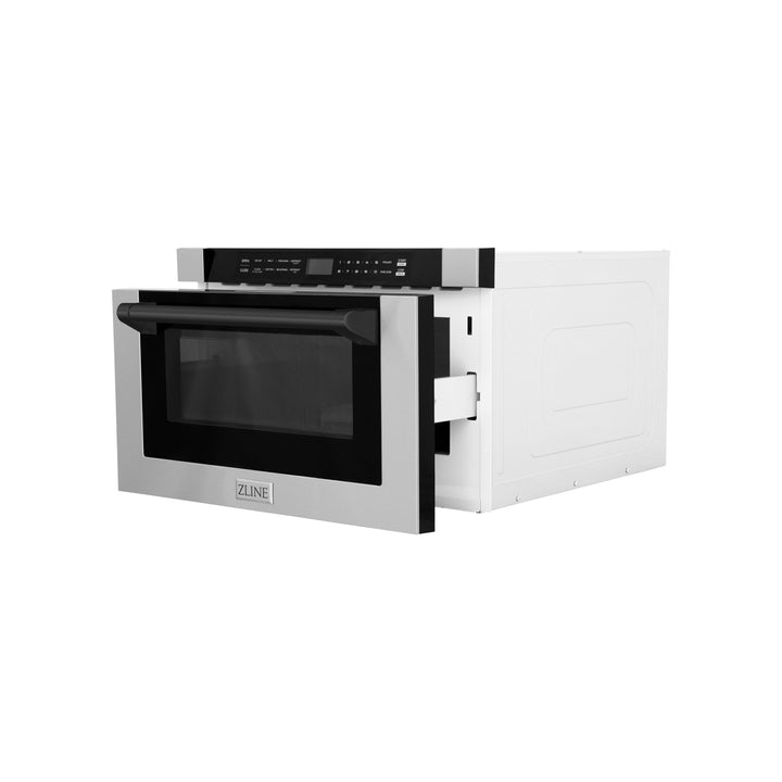 ZLINE Autograph Edition 24 in. 1.2 cu. ft. Built-in Microwave Drawer with a Traditional Handle in Stainless Steel and Accents (MWDZ-1-H)