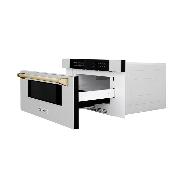 ZLINE Autograph Edition 30 in. 1.2 cu. ft. Built-In Microwave Drawer in Fingerprint Resistant Stainless Steel with Accents (MWDZ-30-SS)