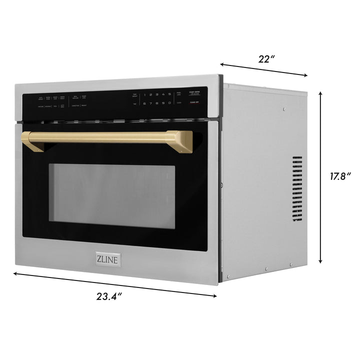 ZLINE Autograph Edition 24 in. 1.6 cu ft. Built-in Convection Microwave Oven in Stainless Steel with Accents (MWOZ-24)