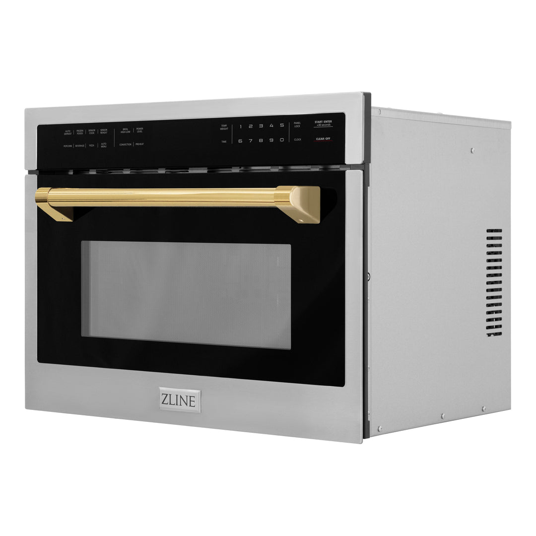ZLINE Autograph Edition 24 in. 1.6 cu ft. Built-in Convection Microwave Oven in Stainless Steel with Accents (MWOZ-24)