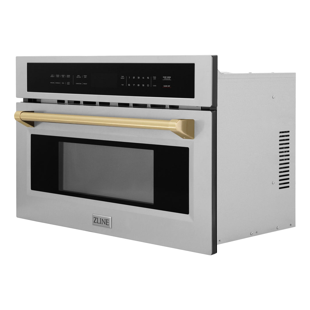 ZLINE Autograph Edition 30 in. 1.6 cu ft. Built-in Convection Microwave Oven in Stainless Steel with Accents (MWOZ-30)