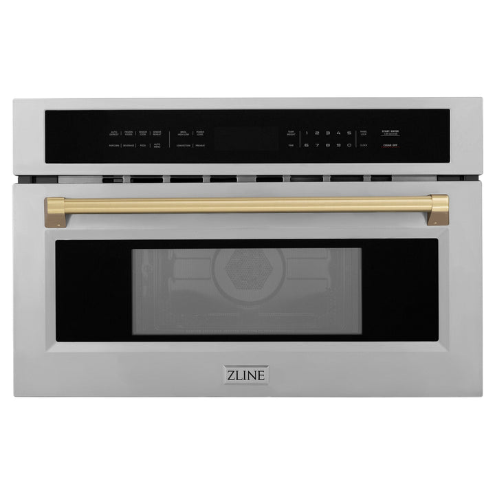 ZLINE Autograph Edition 30 in. 1.6 cu ft. Built-in Convection Microwave Oven in Fingerprint Resistant Stainless Steel with Accents (MWOZ-30-SS)