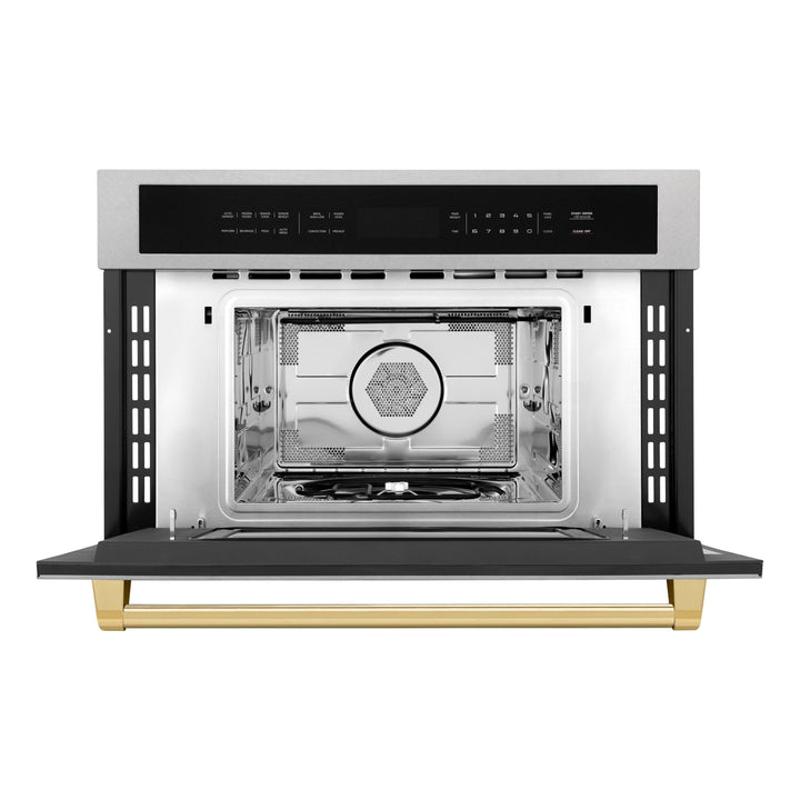 ZLINE Autograph Edition 30 in. 1.6 cu ft. Built-in Convection Microwave Oven in Fingerprint Resistant Stainless Steel with Accents (MWOZ-30-SS)