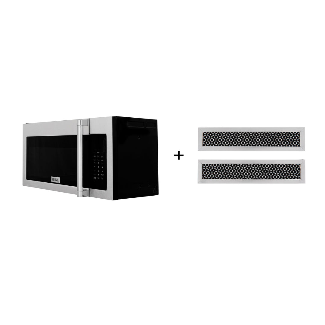 ZLINE 30 in. Recirculating Over the Range Convection Microwave Oven with Traditional Handle and Charcoal Filters in Fingerprint Resistant Stainless Steel (MWO-OTRCFH-30-SS)