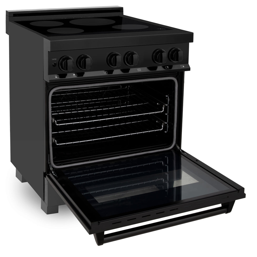 ZLINE 30 in. 4.0 cu. ft. Induction Range with a 4 Element Stove and Electric Oven in Black Stainless Steel (RAIND-BS-30)