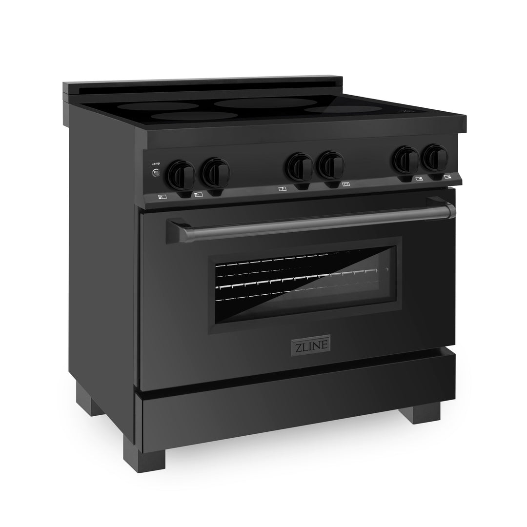 ZLINE 36 in. 4.6 cu. ft. Induction Range with a 4 Element Stove and Electric Oven in Black Stainless Steel (RAIND-BS-36)