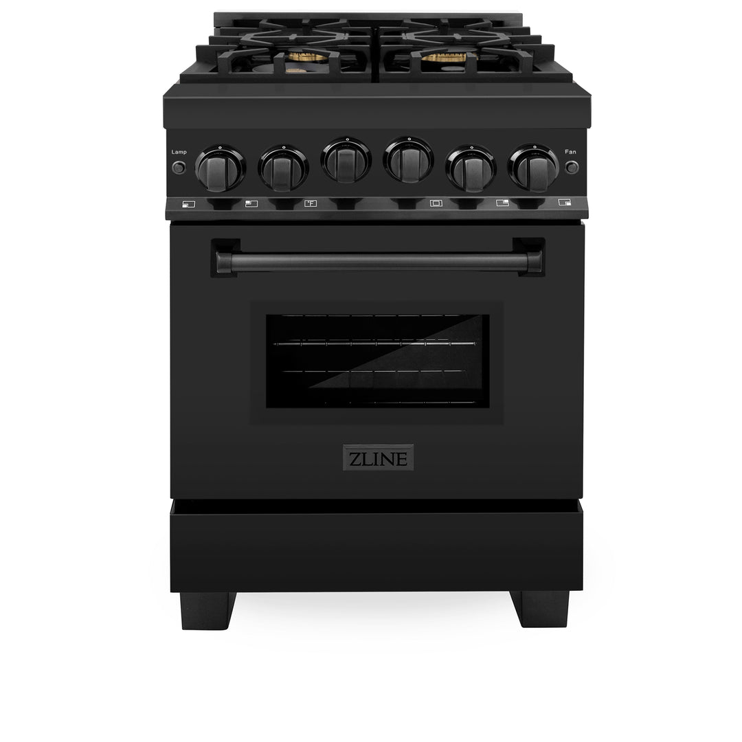 ZLINE 24 in. 2.8 cu. ft. Range with Gas Stove and Gas Oven in Black Stainless Steel (RGB-24)