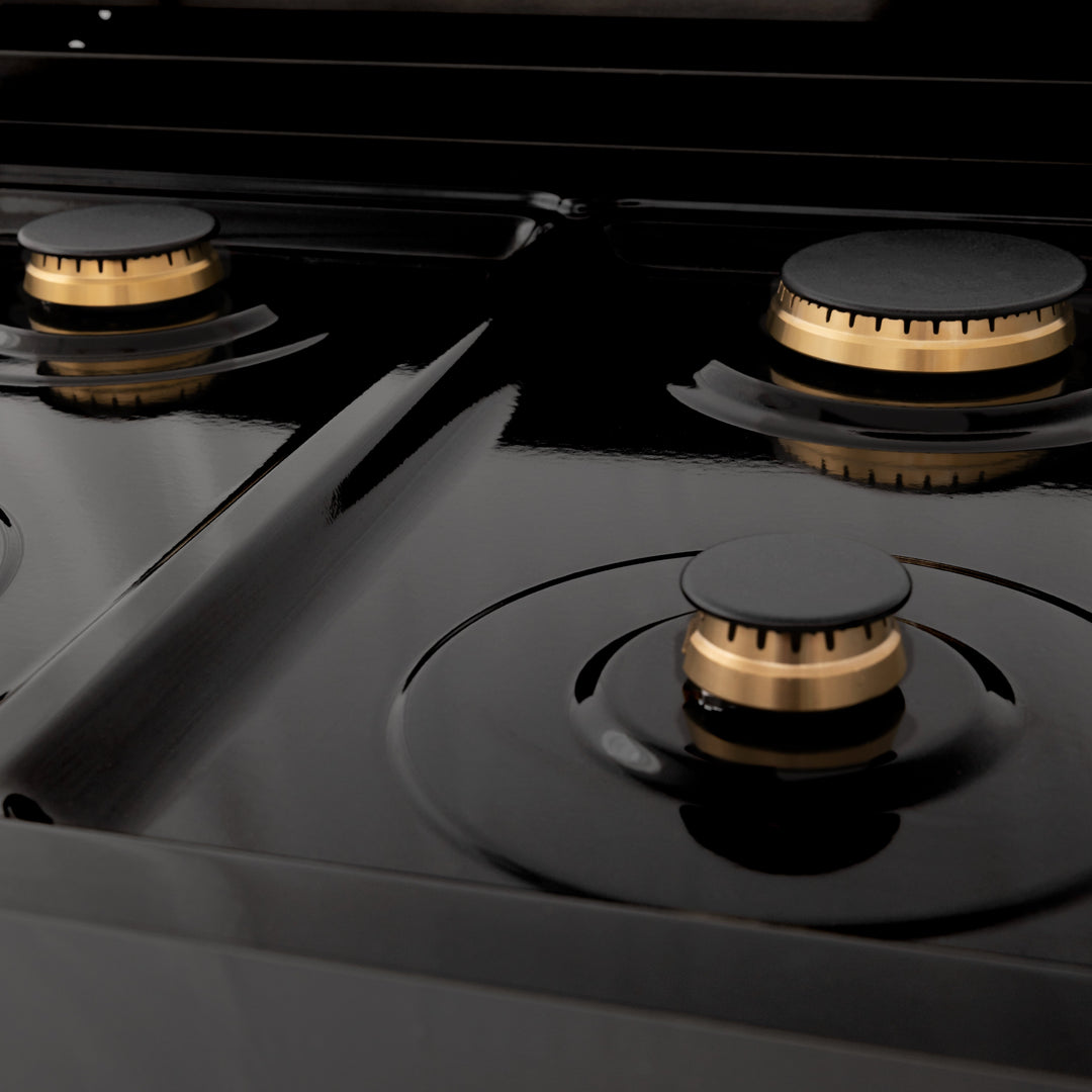 ZLINE 30" Porcelain Gas Stovetop in Black Stainless with Brass Burners (RTB-BR-30)
