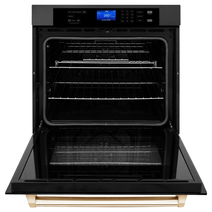 ZLINE 30 in. Autograph Edition Single Wall Oven with Self Clean and True Convection in Black Stainless Steel and Accents (AWSZ-30-BS)