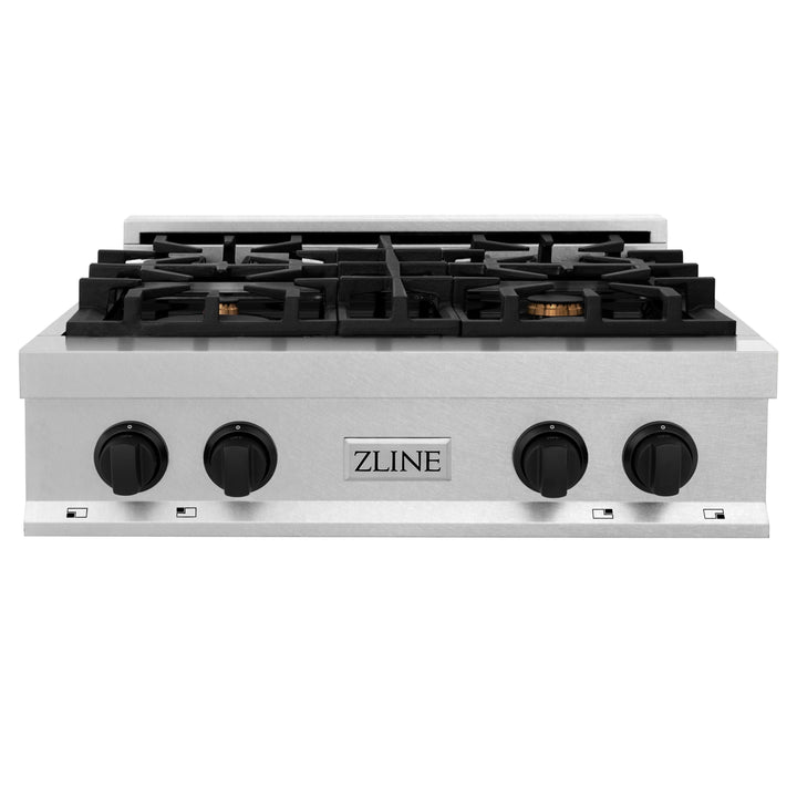 ZLINE Autograph Edition 30 in. Porcelain Rangetop with 4 Gas Burners in DuraSnow Stainless Steel with Accents (RTSZ-30)