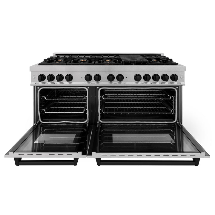 ZLINE Autograph Edition 60 in. 7.4 cu. ft. Dual Fuel Range with Gas Stove and Electric Oven in Fingerprint Resistant Stainless Steel with Accents (RASZ-SN-60)