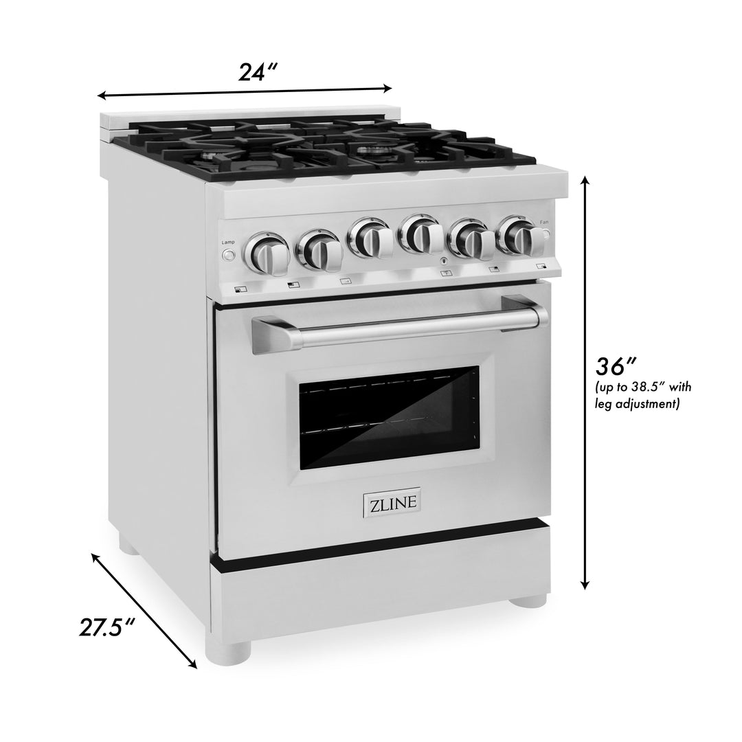 ZLINE 24 in. 2.8 cu. ft. Gas Oven and Gas Cooktop Range with Griddle in Stainless Steel (RG-GR-24)