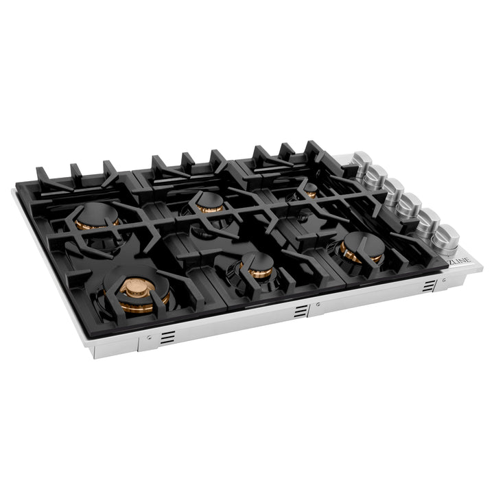 ZLINE 36 in. Dropin Cooktop with 6 Gas Burners and Black Porcelain Top (RC36-PBT)