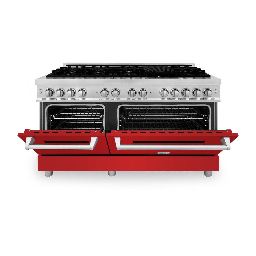 ZLINE 60 in. 7.4 cu. ft. Dual Fuel Range with Gas Stove and Electric Oven in Stainless Steel with Color Options (RA60)