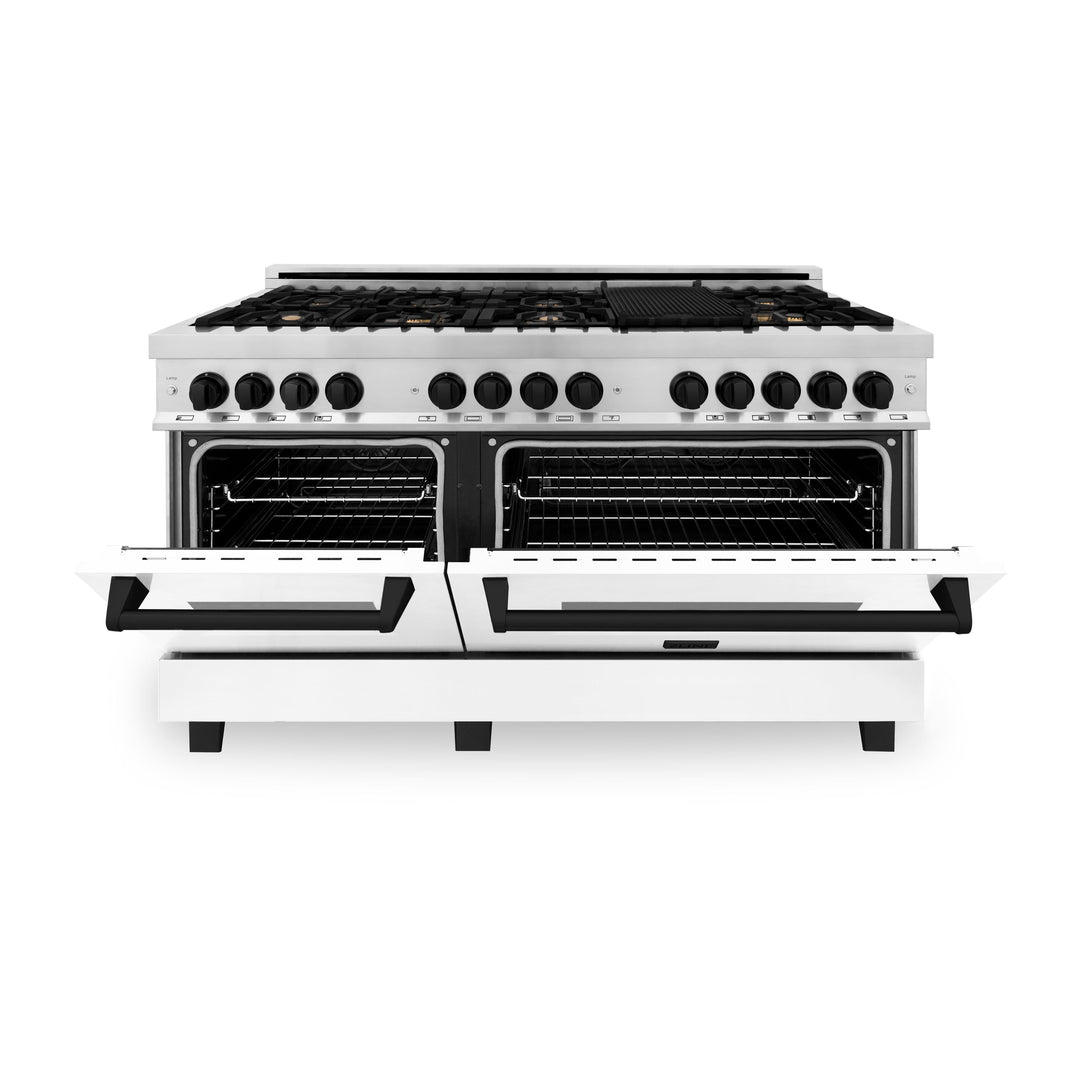 ZLINE Autograph Edition 60 in. 7.4 cu. ft. Dual Fuel Range with Gas Stove and Electric Oven in Stainless Steel with White Matte Door and Accents (RAZ-WM-60)