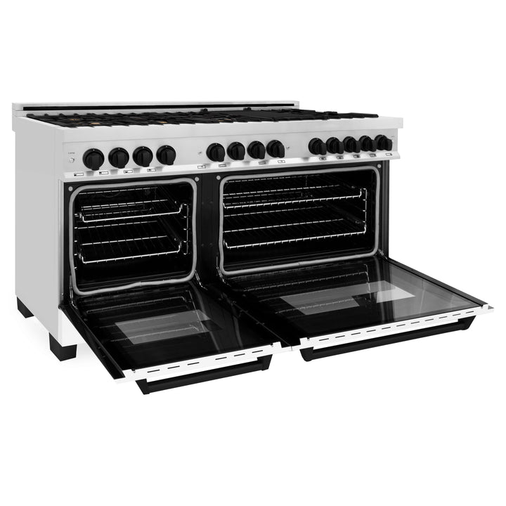 ZLINE Autograph Edition 60 in. 7.4 cu. ft. Dual Fuel Range with Gas Stove and Electric Oven in Stainless Steel with White Matte Door and Accents (RAZ-WM-60)