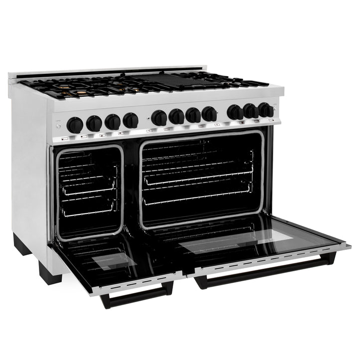ZLINE Autograph Edition 48 in. 6.0 cu. ft. Dual Fuel Range with Gas Stove and Electric Oven in Stainless Steel with Accents (RAZ-48)