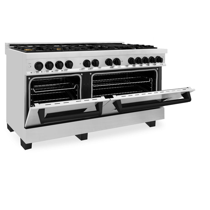 ZLINE Autograph Edition 60 in. 7.4 cu. ft. Dual Fuel Range with Gas Stove and Electric Oven in Stainless Steel with Accents (RAZ-60)