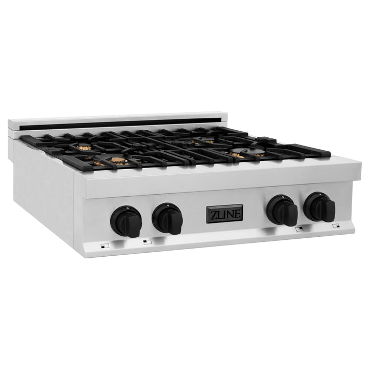 ZLINE Autograph Edition 30 in. Porcelain Rangetop with 4 Gas Burners in Stainless Steel and Accents (RTZ-30)
