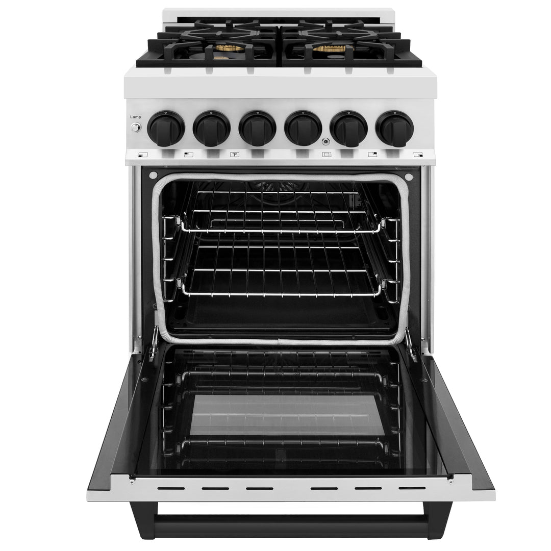 ZLINE Autograph Edition 24 in. 2.8 cu. ft. Dual Fuel Range with Gas Stove and Electric Oven in Stainless Steel with Accents (RAZ-24)