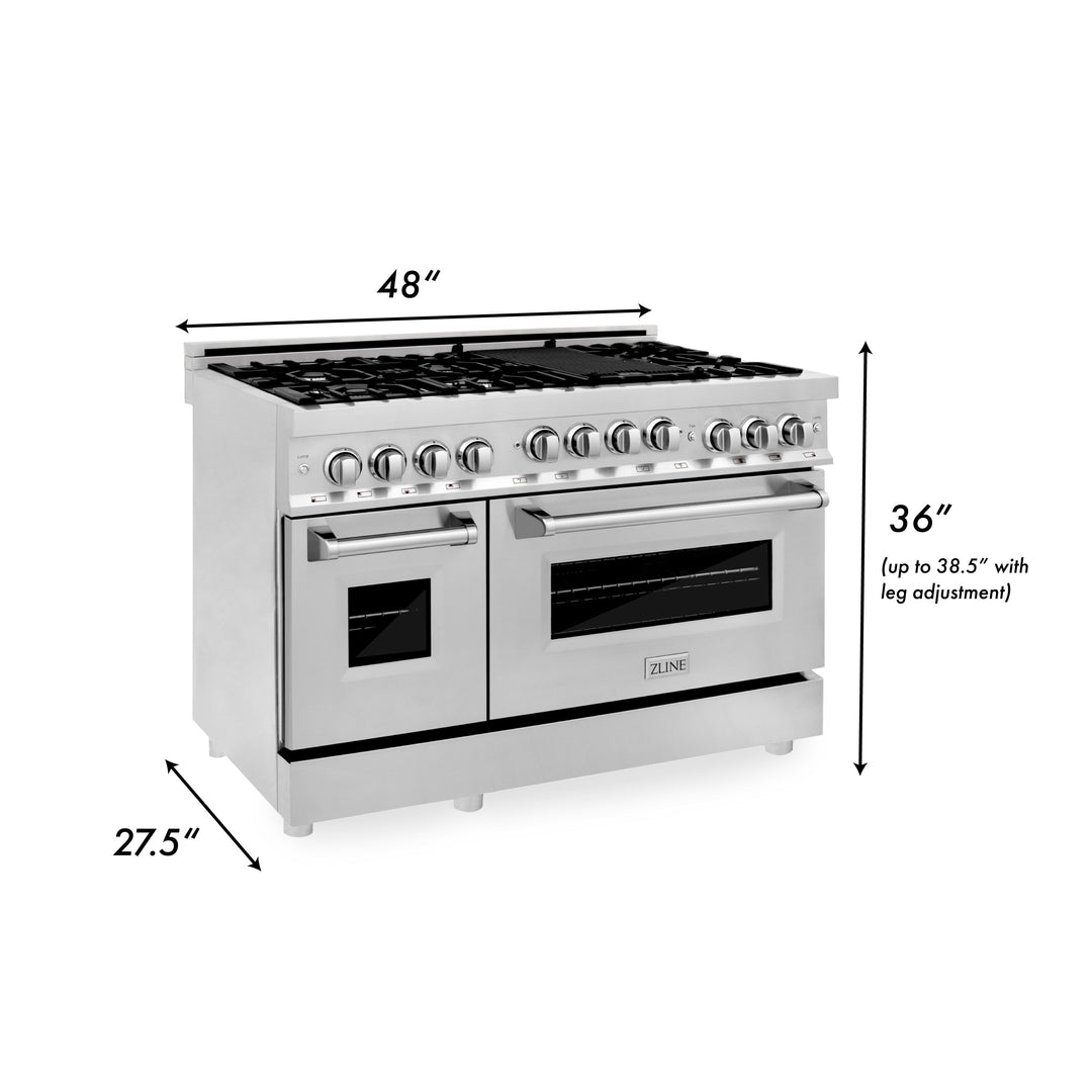 ZLINE 48 in. 6.0 cu. ft. Range with Gas Stove and Gas Oven with Reversible Griddle (RG-GR-48)