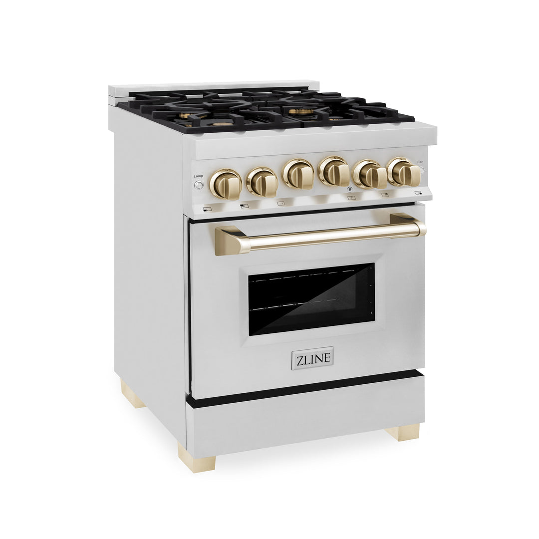 ZLINE Autograph Edition 24 in. 2.8 cu. ft. Range with Gas Stove and Gas Oven in Stainless Steel with Accents (RGZ-24)