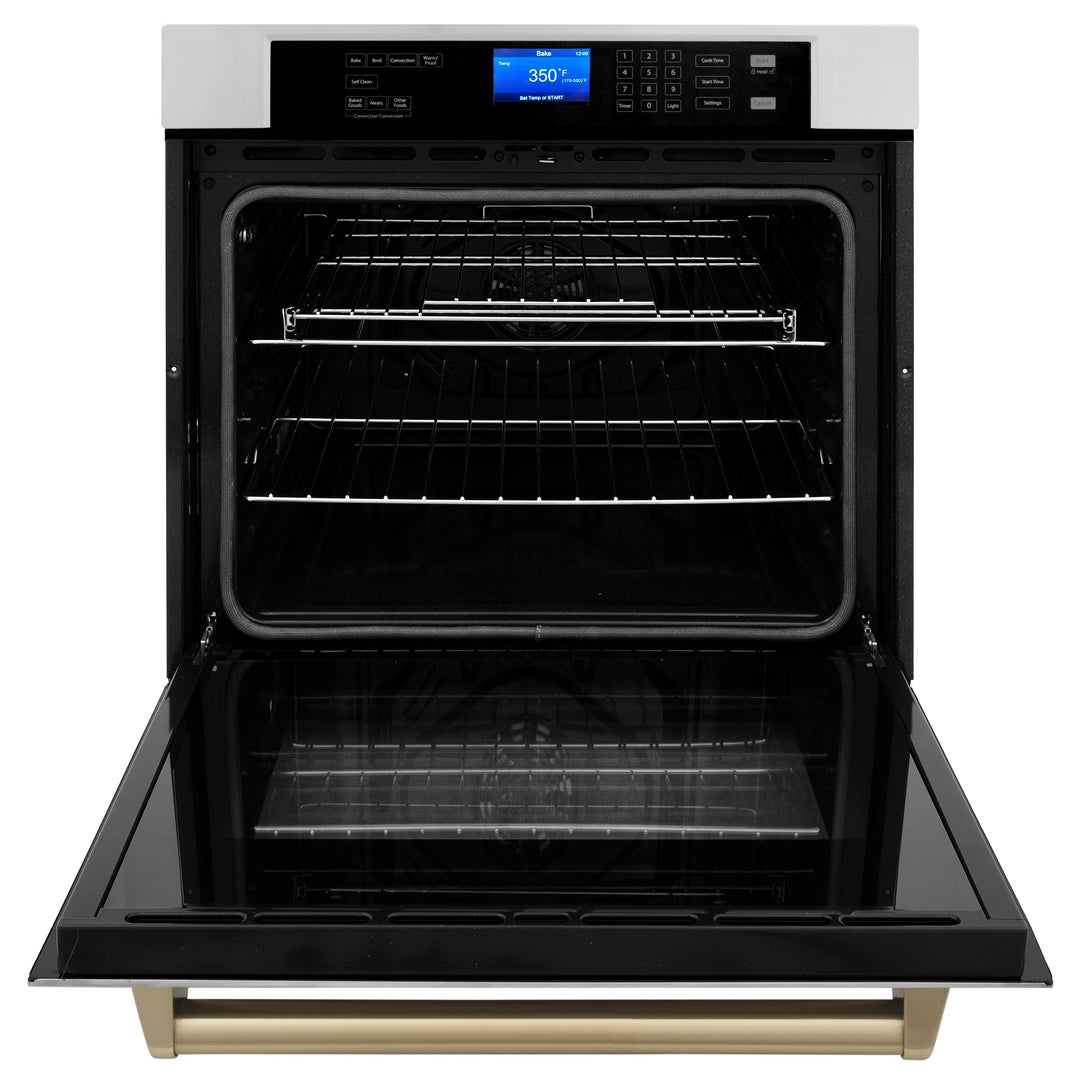 ZLINE 30 in. Autograph Edition Electric Single Wall Oven with Self Clean and True Convection in Stainless Steel and Accents (AWSZ-30)
