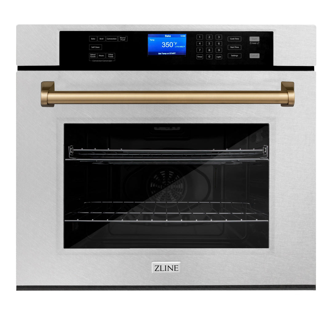 ZLINE 30 in. Autograph Edition Electric Single Wall Oven with Self Clean and True Convection in Fingerprint Resistant Stainless Steel and Accents (AWSSZ-30)