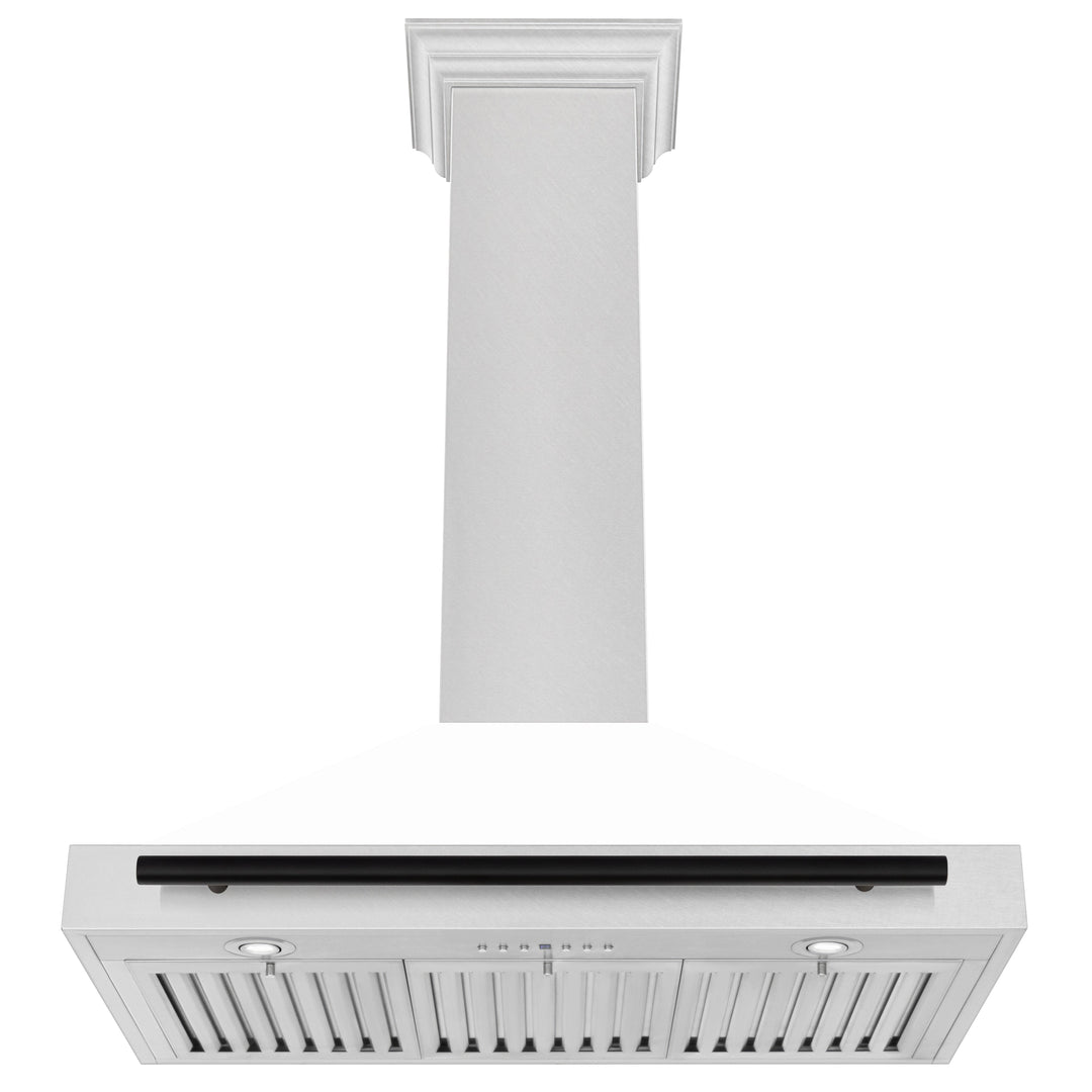 ZLINE 36 in. Autograph Edition in Fingerprint Resistant Stainless Steel Range Hood with White Matte Shell and Accented Handle (KB4SNZ-WM36)