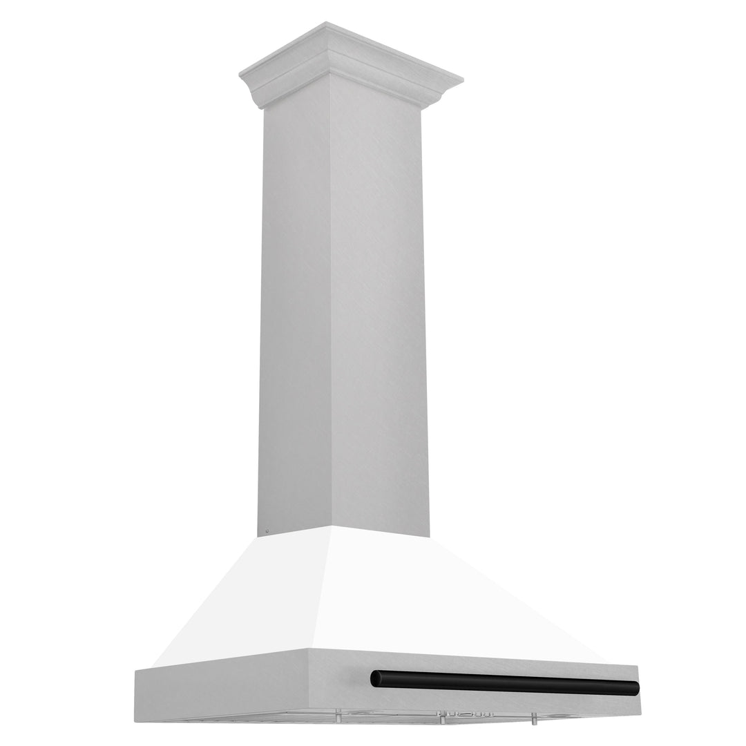 ZLINE 30 in. Autograph Edition Fingerprint Resistant Stainless Steel Range Hood with White Matte Shell and Accented Handle (KB4SNZ-WM30)