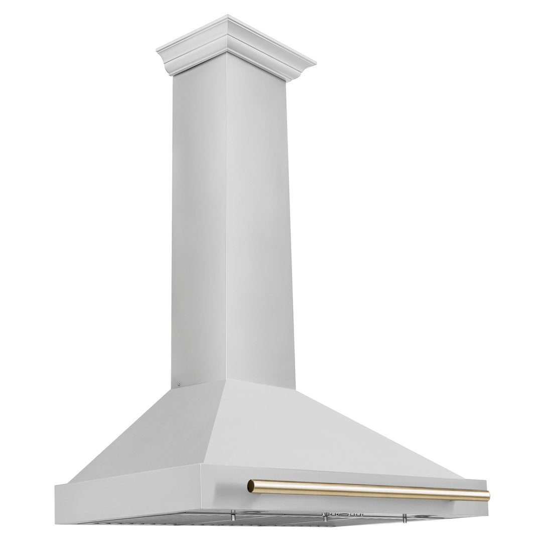 ZLINE 36 in. Autograph Edition Stainless Steel Range Hood with Stainless Steel Shell and Gold Accents (KB4STZ-36)