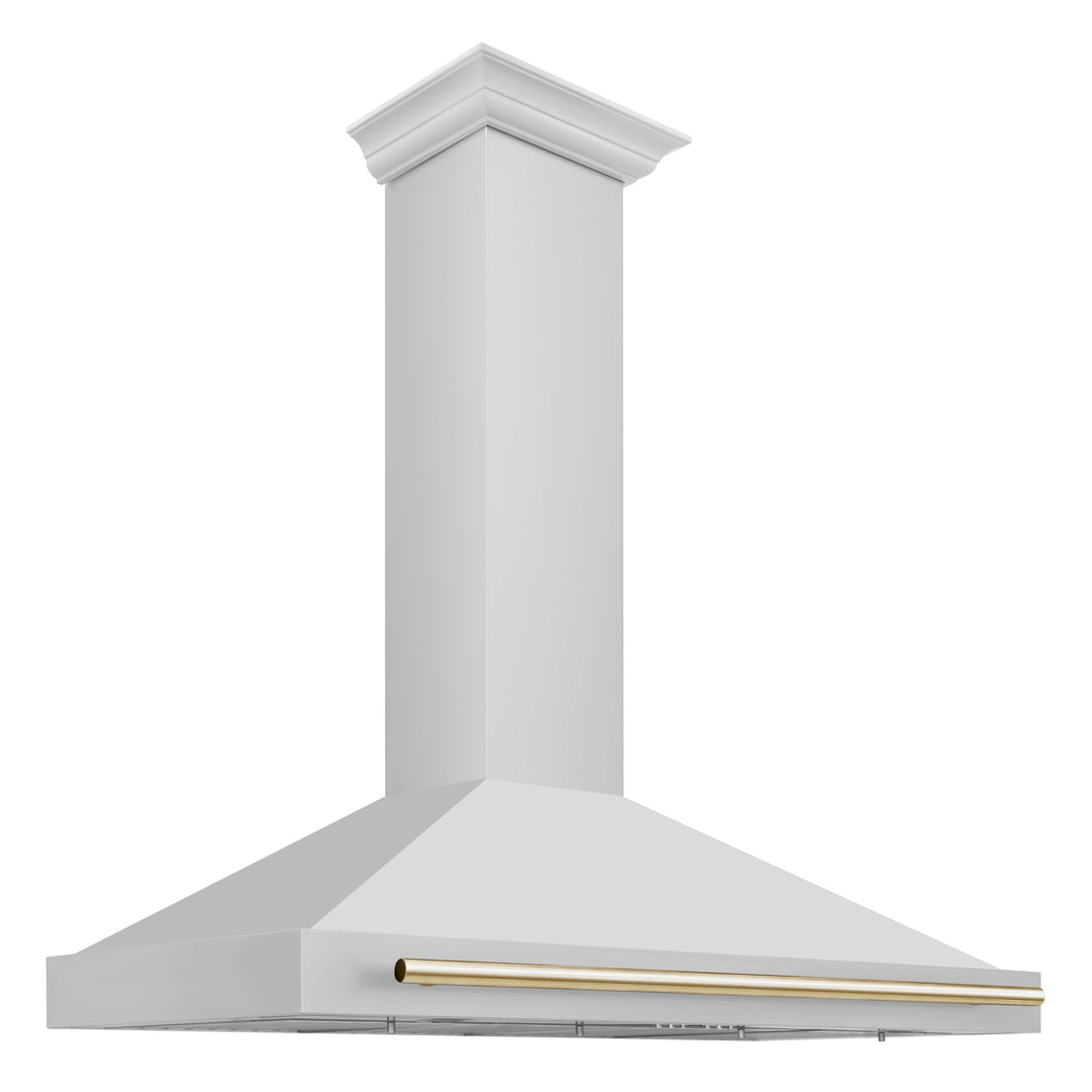 ZLINE 48 in. Autograph Edition Stainless Steel Range Hood with Stainless Steel Shell and Gold Accents (KB4STZ-48)