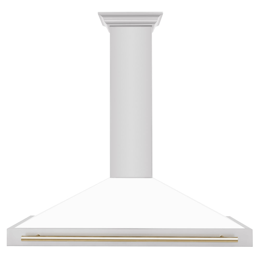 ZLINE 48 in. Autograph Edition Stainless Steel Range Hood with White Matte Shell and Accents (KB4STZ-WM48)