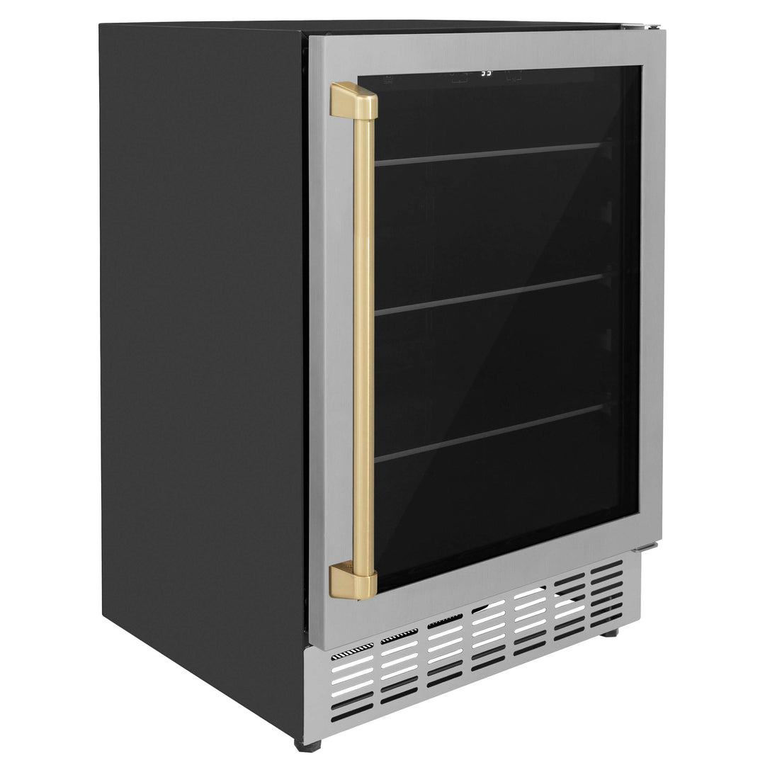 ZLINE 24 in. Monument Autograph Edition 154 Can Beverage Fridge in Stainless Steel with Accents (RBVZ-US-24)