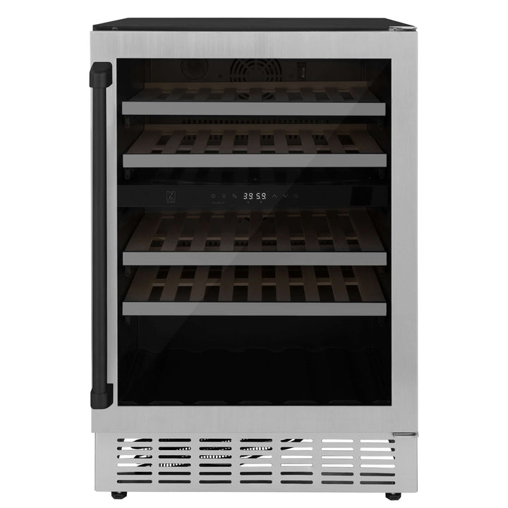 ZLINE 24 in. Monument Autograph Edition Dual Zone 44-Bottle Wine Cooler in Stainless Steel with Accents (RWVZ-UD-24)
